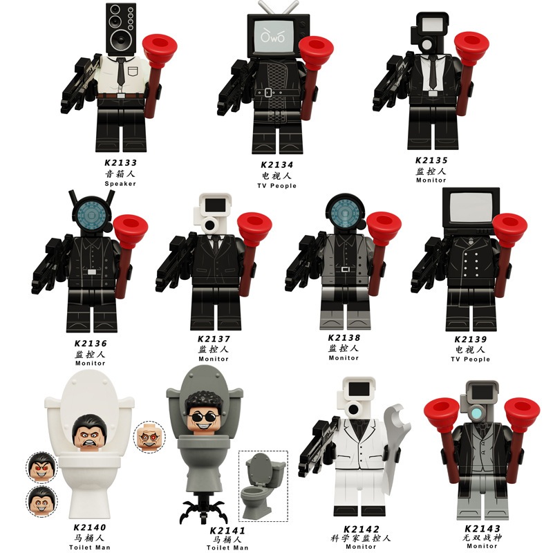 Skibidi Toilet Man Custom Minifigs fit Lego K2140