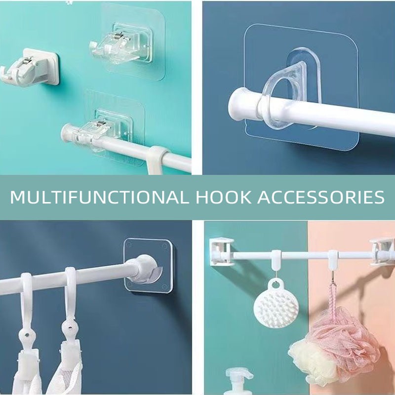 Perforation-free Hook Curtain Ring Bracket Support Hanging Clip Sticky ...