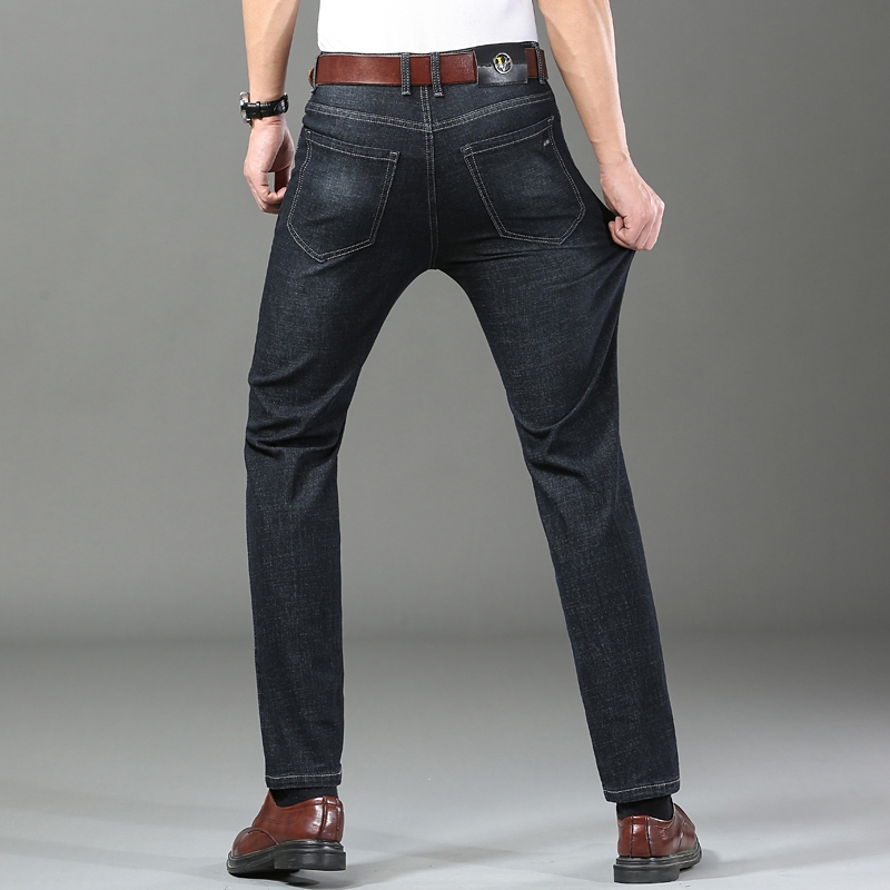 Black Jeans Men Korean Straight Cut Elastic and comfortable Denim Jeans ...