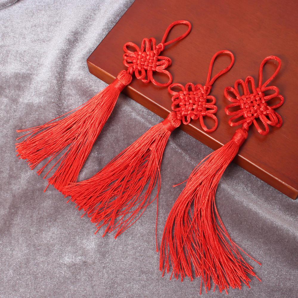 10Pack Red Handmade Chinese Knots Fortune Tassels with Satin Silk for ...