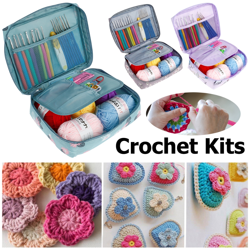 113Pcs Crochet Hook Kit Portable Crochet Yarn Set 40 Color 4000 Yards Yarn  Balls Complete Crochet Starter Kit DIY Crochet Accessories Set with Crochet