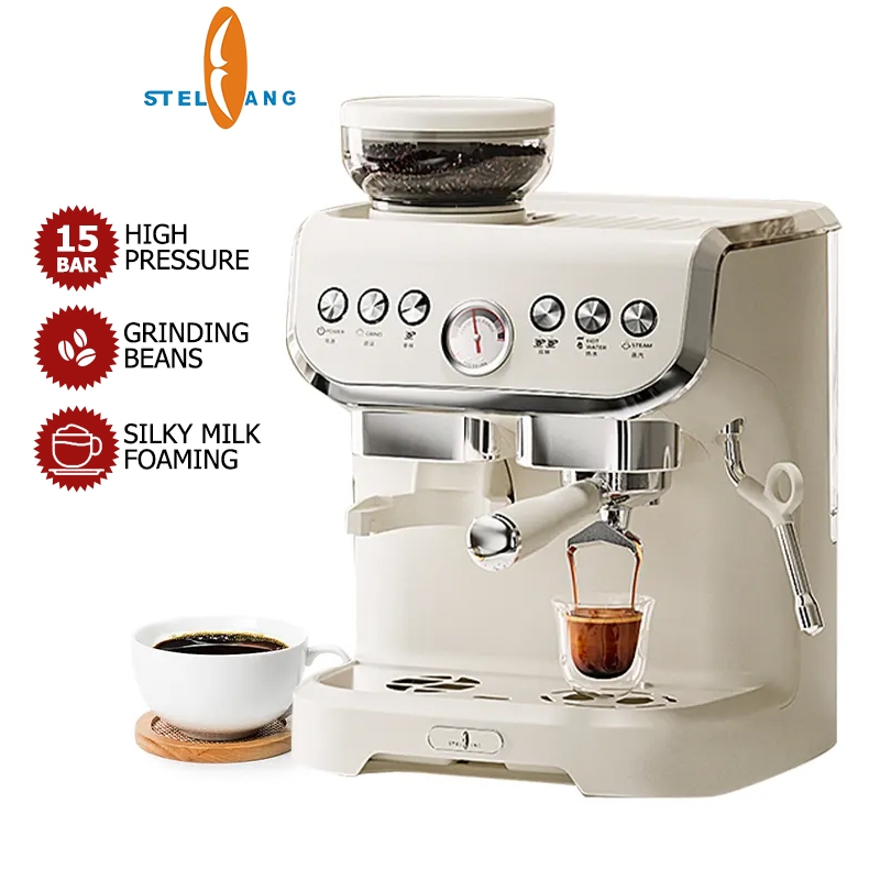 Stelang Italian-style Semi-automatic Coffee Machine Household Milk Frother  Grinding Integrated Semi-commercial Pressure Display