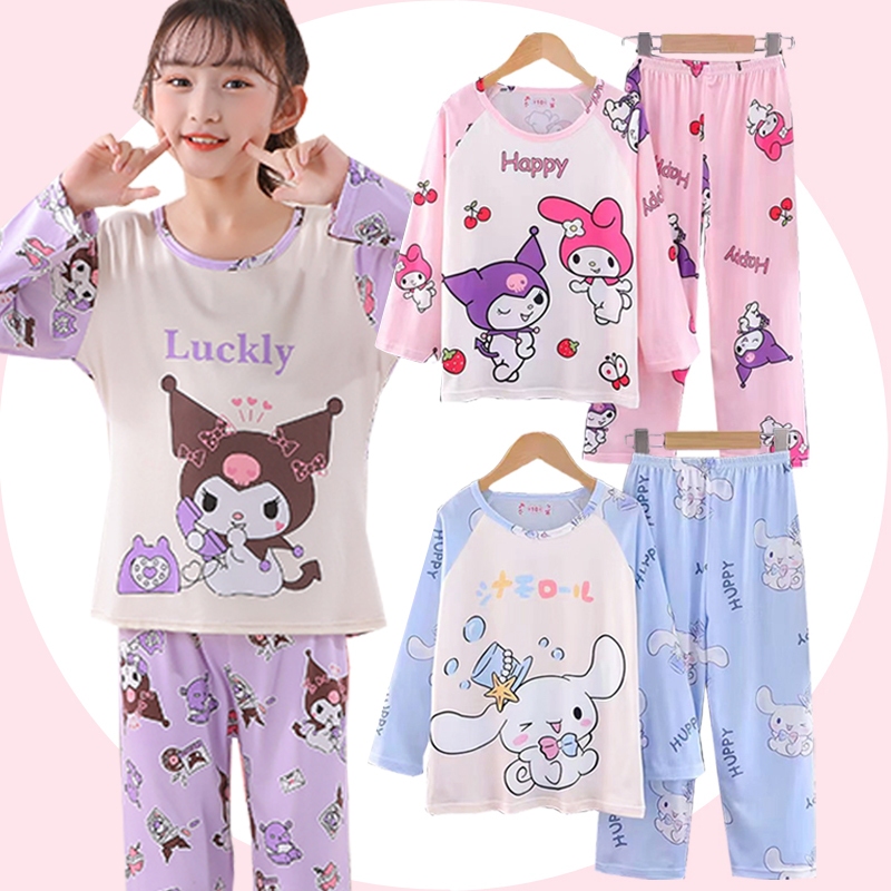 Hot Sale Girls Pajamas Cute Cinnamon Dog Cartoon Printing Kids Nighties ...