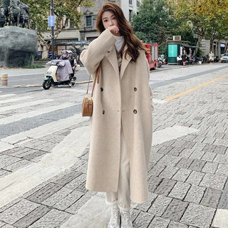 Elegant slim 2024 wool long coat