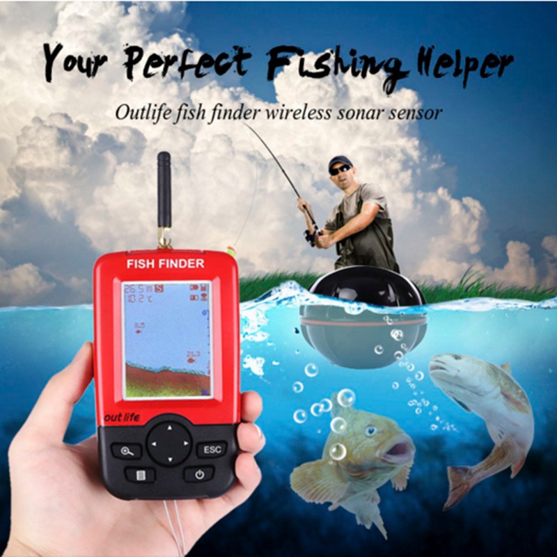 Fishing Finder, Portable Wireless Sonar Sensor Fish Attractor and Fish Gear  with