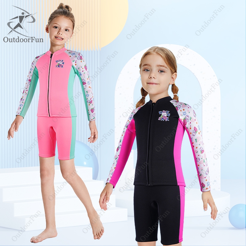 Kids Thermal Swimsuit Girls Wetsuit 2.5mm Neoprene Rash Guard