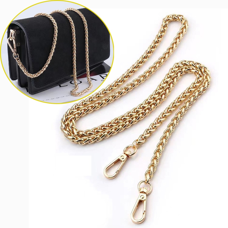 Long Chain Strap for Bag Sling Replacement Thin Metal Chain Gold Silver Gun Black Shoulder