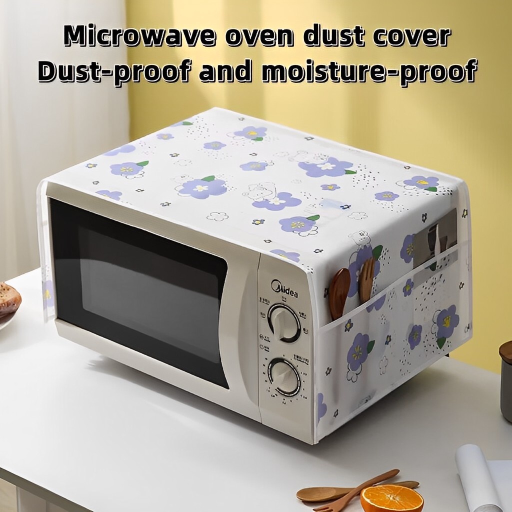 1pc Marble Print Microwave Oven Cover, Polyester Dust-proof Microwave Oven  Top Cover For Home