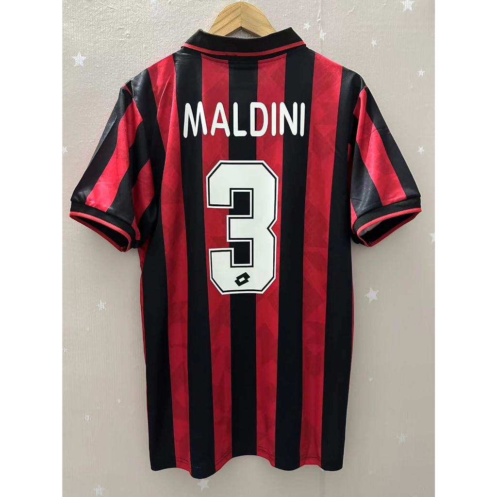 95-96 AC Milan Top Quality Home Retro Soccer Jersey custom T-shirt ...