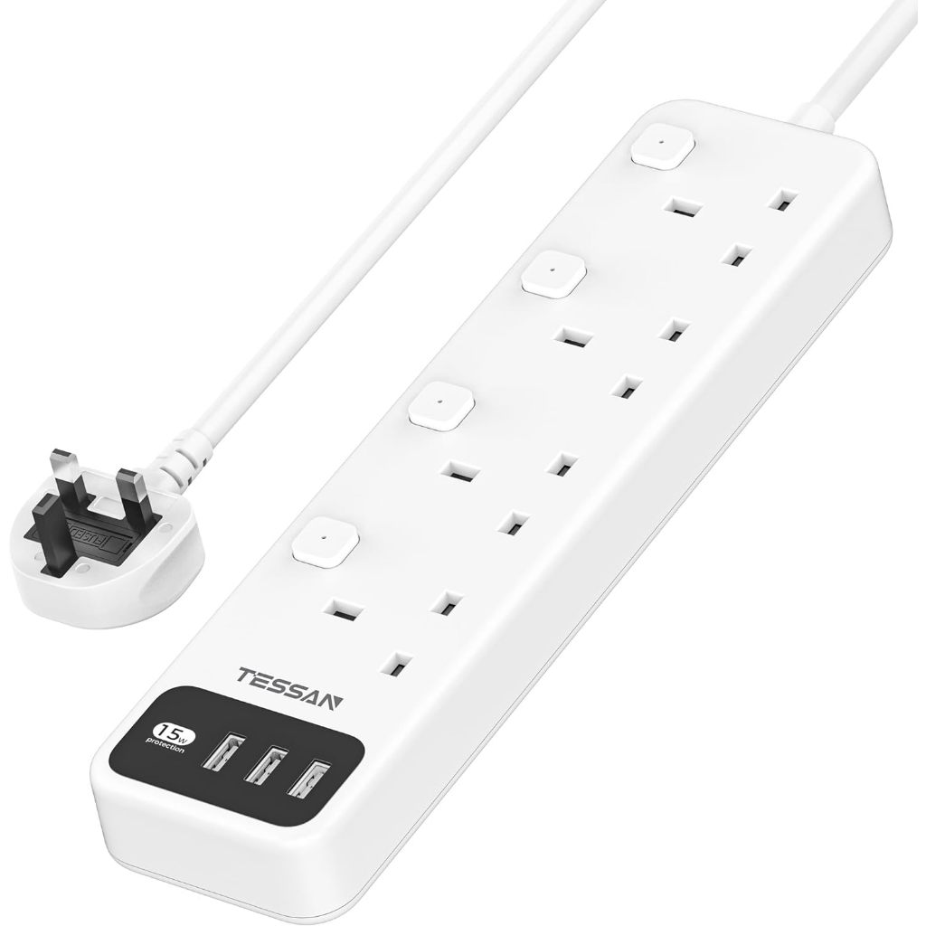 TESSAN Multi switch Extension Cord with USB，Surge Protector Overload