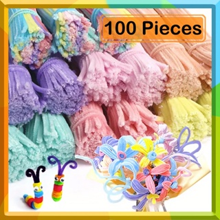 100 Pcs/pack Kawaii Glitter Colorful Twisted Wire Sticks DIY Soft Handmade  Felt Strip Sticks Kids Educational DIY Craft Toys