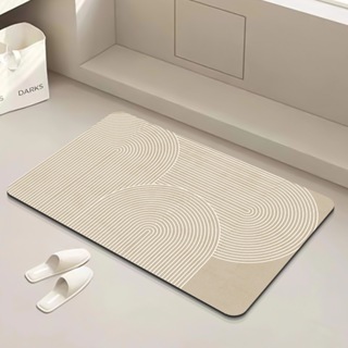 1pc Quick-drying Bathroom Or Kitchen Silicone Diatom Mud Water Absorbent  Soft Mat, With Anti-slip Rubber Bottom, For Household Use