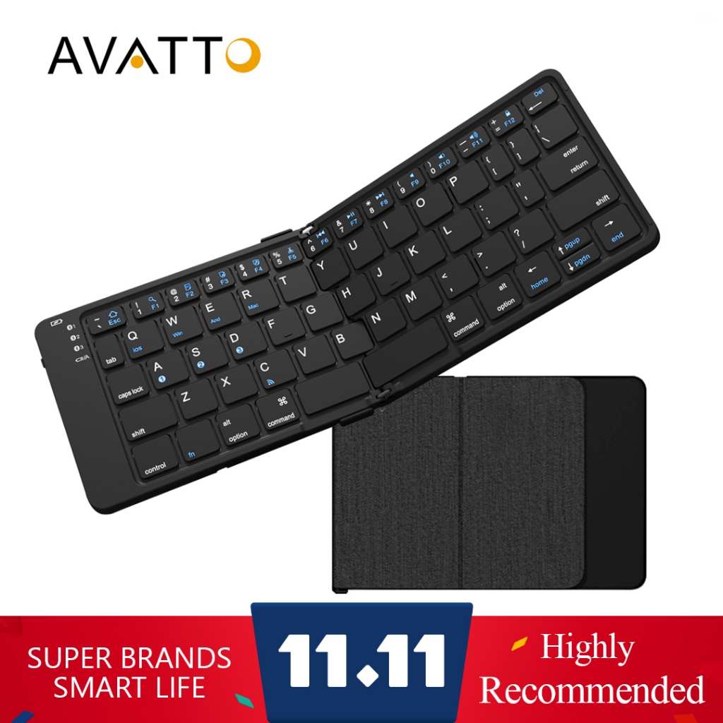 AVATTO Portable Wireless Bluetooth 5.1 Folding keyboard Sync Up to 3  Devices Mini Keyboard for Windows Android IOS Tablet Phone | Shopee  Singapore