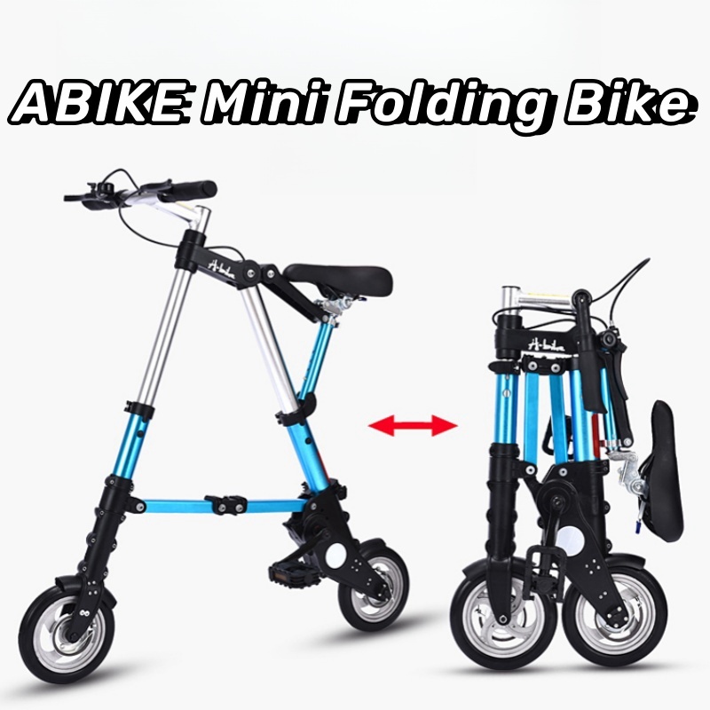 ABIKE Mini Folding Bike Portable Lightweight Bicycle Super Small Aluminum Bike Shopee Singapore