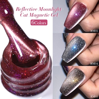 Universal Rainbow Cat Eye Gel Nail Polish 9D Holographic Glitter Magnetic Reflective Gel Nail Polish Laser Diamond Cat Eye Nail Polish Esmaltes Para