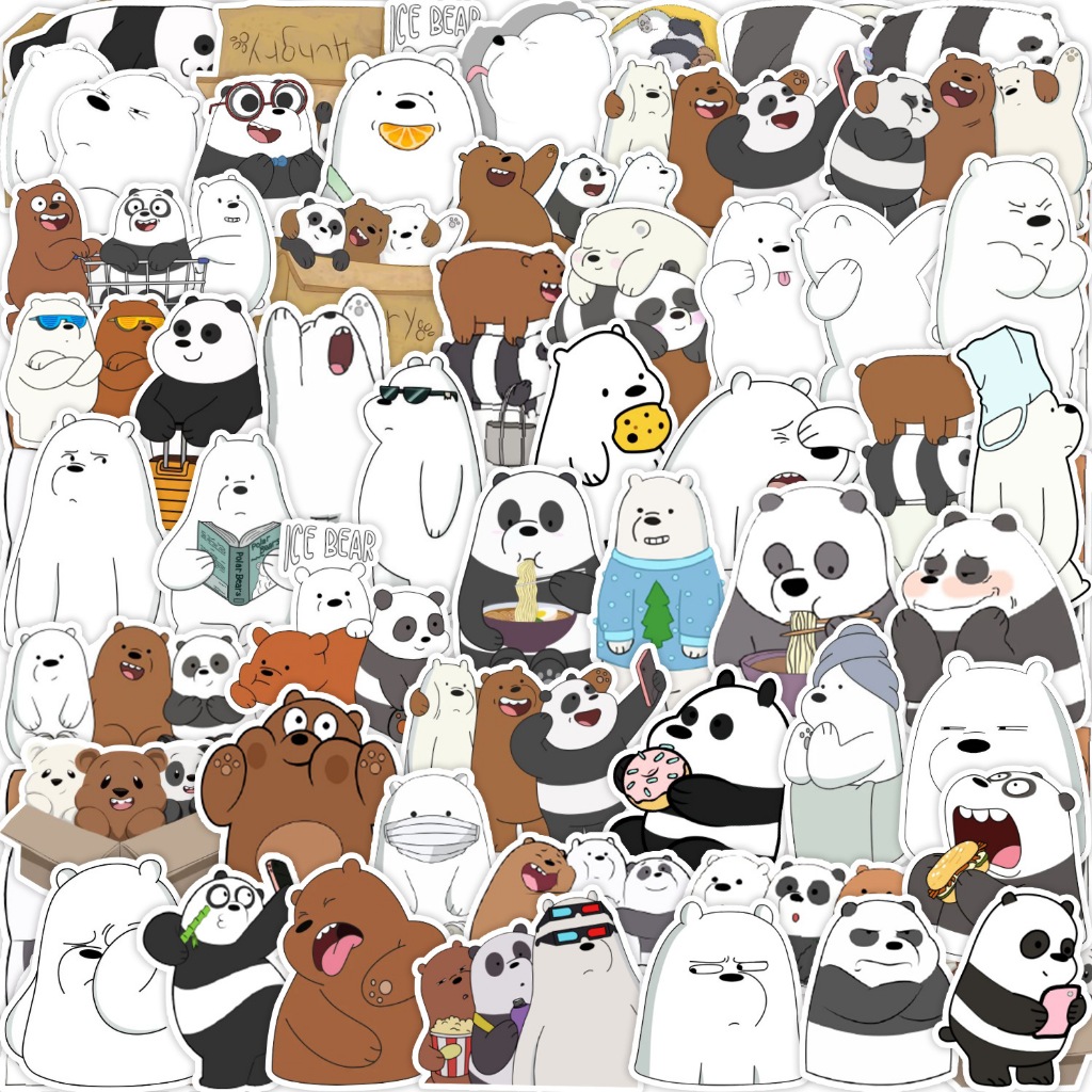 50 pcs We Bare Bears Waterproof Stickers for Luggage/Laptop/Phone/Car ...