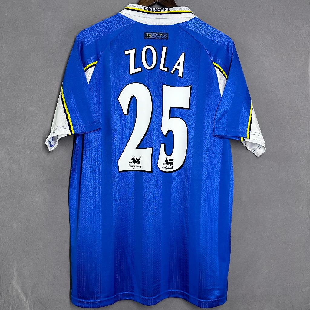 9899 jersey Chelsea home ZOLA Classic vintage top quality Thai version retro blue loose ventilate quick dry short sleeved T shirt Sports Shopee Singapore