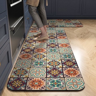 Linen Weave Kitchen Floor Mat Anti-slip Washed Rug Rubber Bottom Natural  Twill Flax Entry Door Long Carpet Oil-resistant Durable