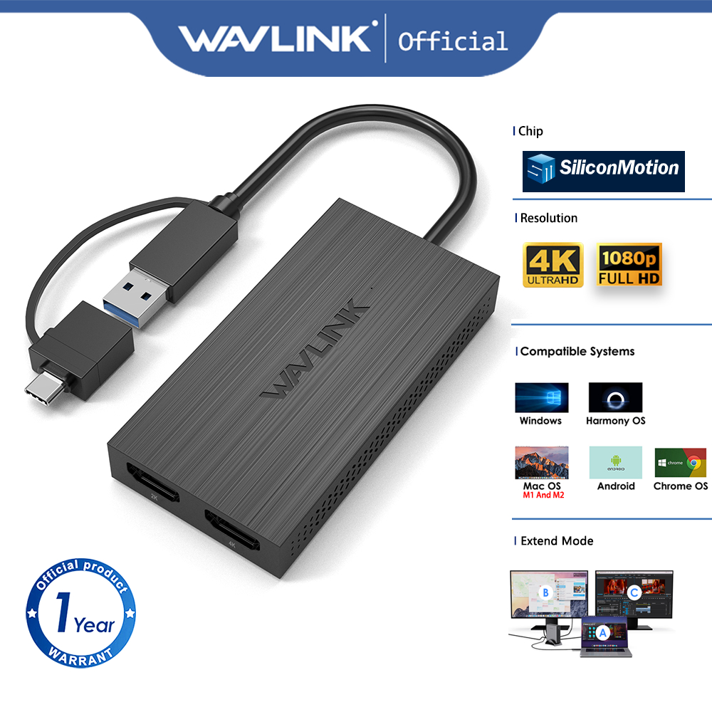 WAVLINK USB 3.0 to Dual HDMI Graphic Adapter , Max 4K display output