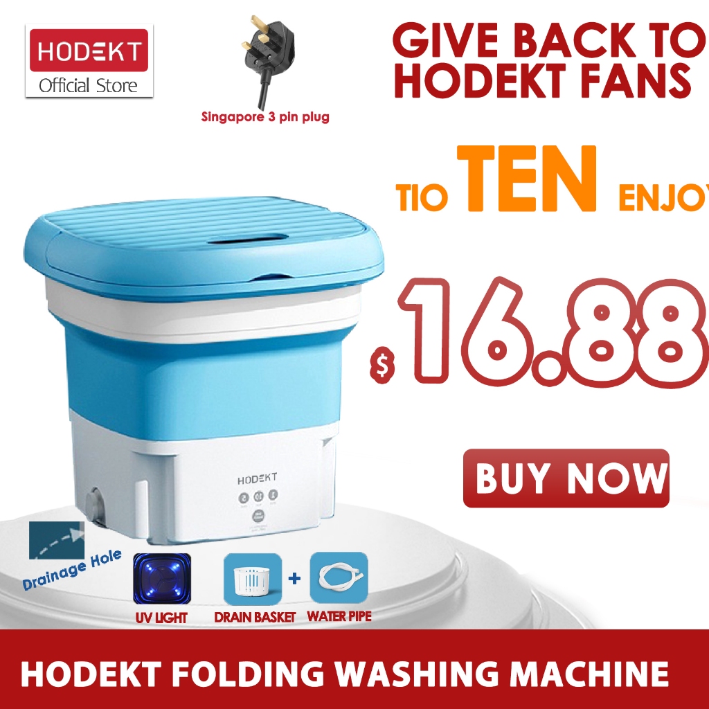 HODEKT Mini Folding Washing Machine With Dryer Blueray Sterilization
