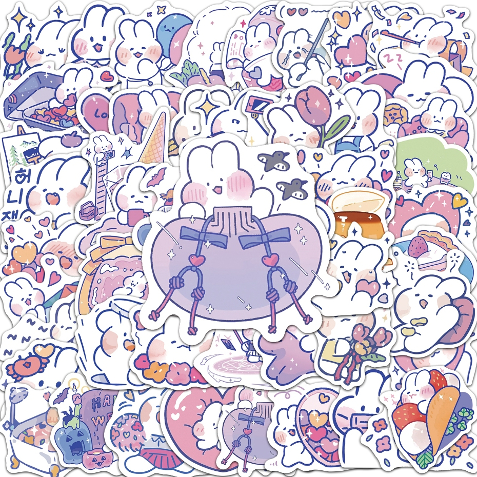 50Pcs Cute Wishmemell Cartoon Purple Stickers Graffiti Waterproof For ...