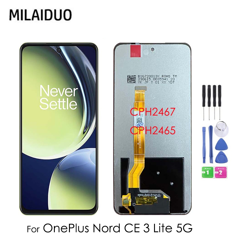 Schermo LCD Di Ricambio Per OnePlus Nord CE 3 Lite 5G (CPH2467/CPH2465) – Kit Completo Con Pellicola Protettiva, Nastro Adesivo E Attrezzi