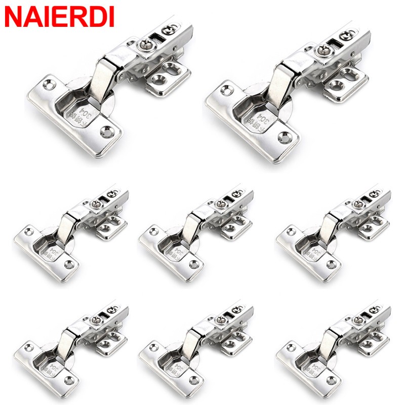 NAIERDI 4/8/12 Pieces Stainless Steel Hinges Soft Closing