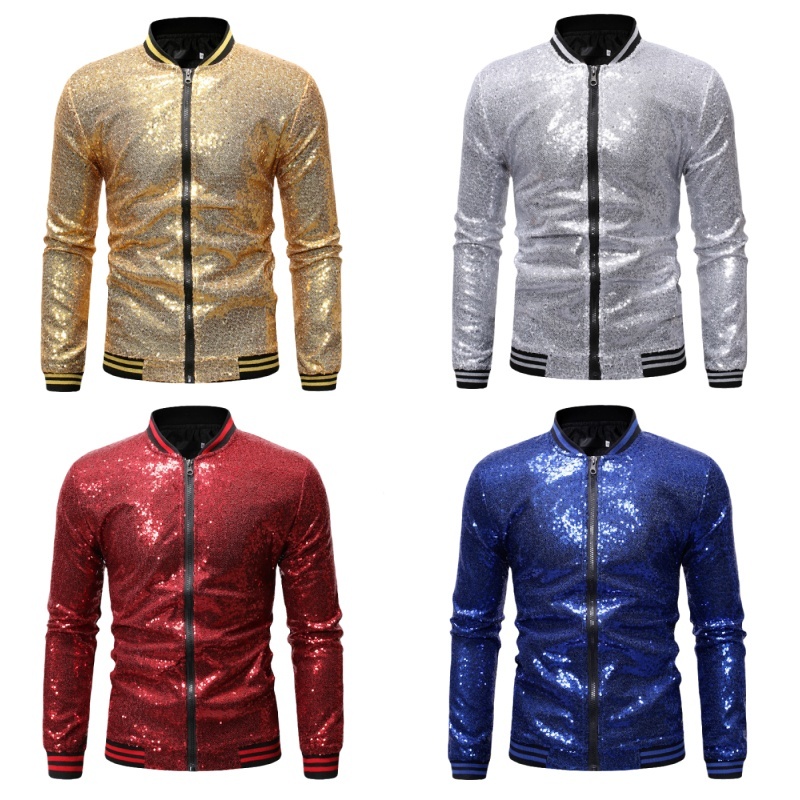 Mens gold sale sequin bomber jacket