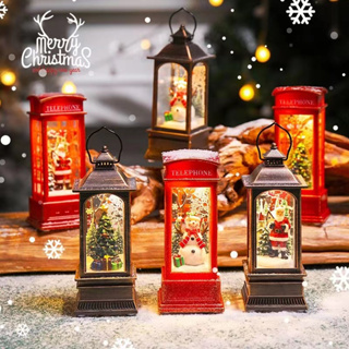 Snow Glitter Globe Lantern for Christmas Decoration, Christmas Snow Globe  Lantern Phone Booth, Swirling Water Glittering Battery Operated Festicval  Ornament 