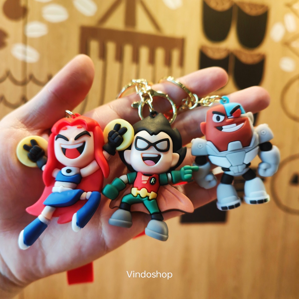 Cartoon anime DC Teen Titans Go doll keychain Cyborg Beast Boy doll ...
