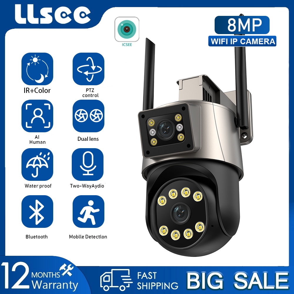 LLSEE ICSEE CCTV Wireless Outdoor Waterproof PTZ 4K 8MP CCTV WiFi