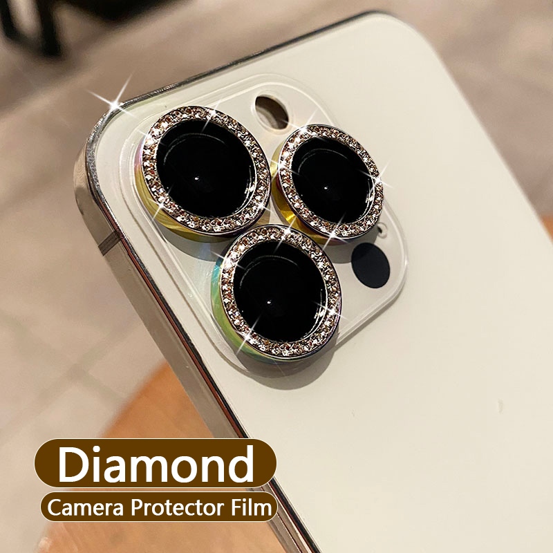 For Iphone 15 Plus 14 13 12 11 Pro Max Diamond Camera Protector With 