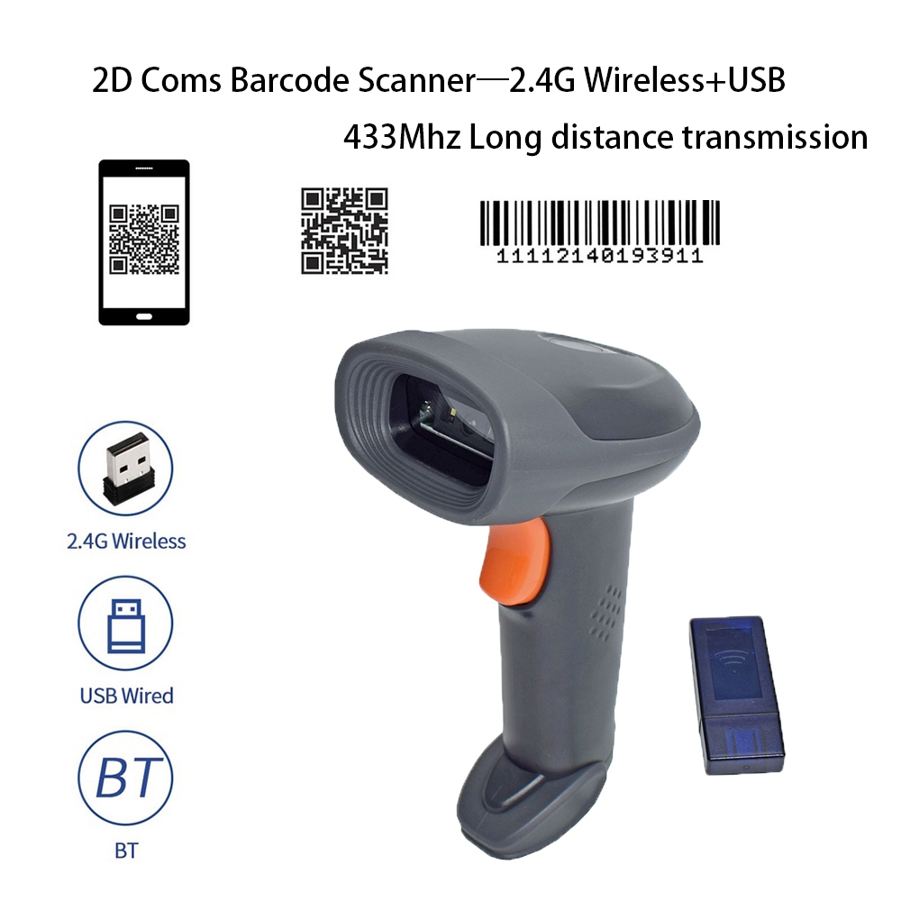 433mhz Long Range transmission 2D QR Code Barcode Reader for Inventory