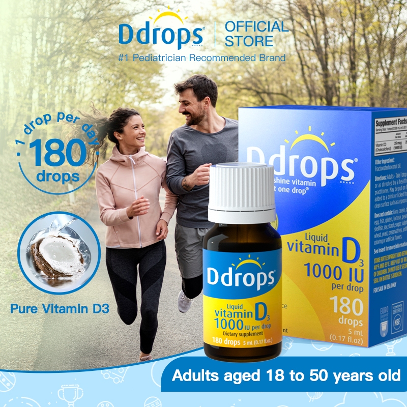 Ddrops Adults 1000 IU 180 Drops. Liquid Vitamin D3 For Maternal ...