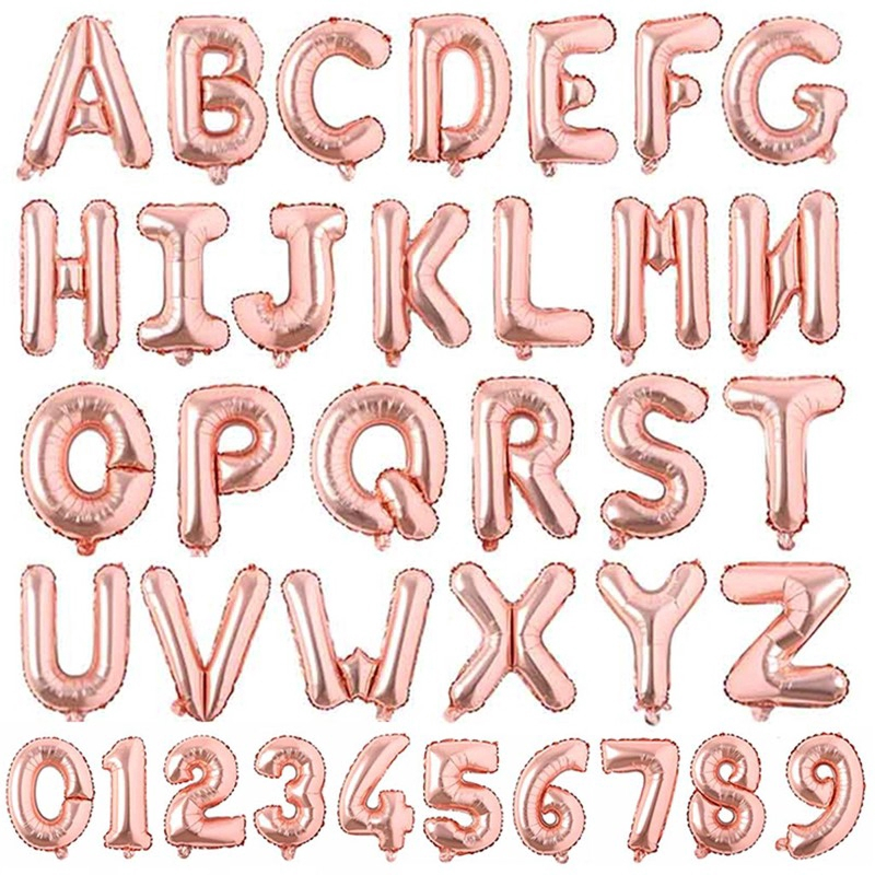 16inch Happy Birthday Number Balloon Figures Rose Gold Letter Ballon ...