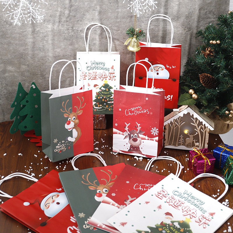 Christmas Gift Bag Kraft Paper Bag Christmas Santa Claus Gift Bags