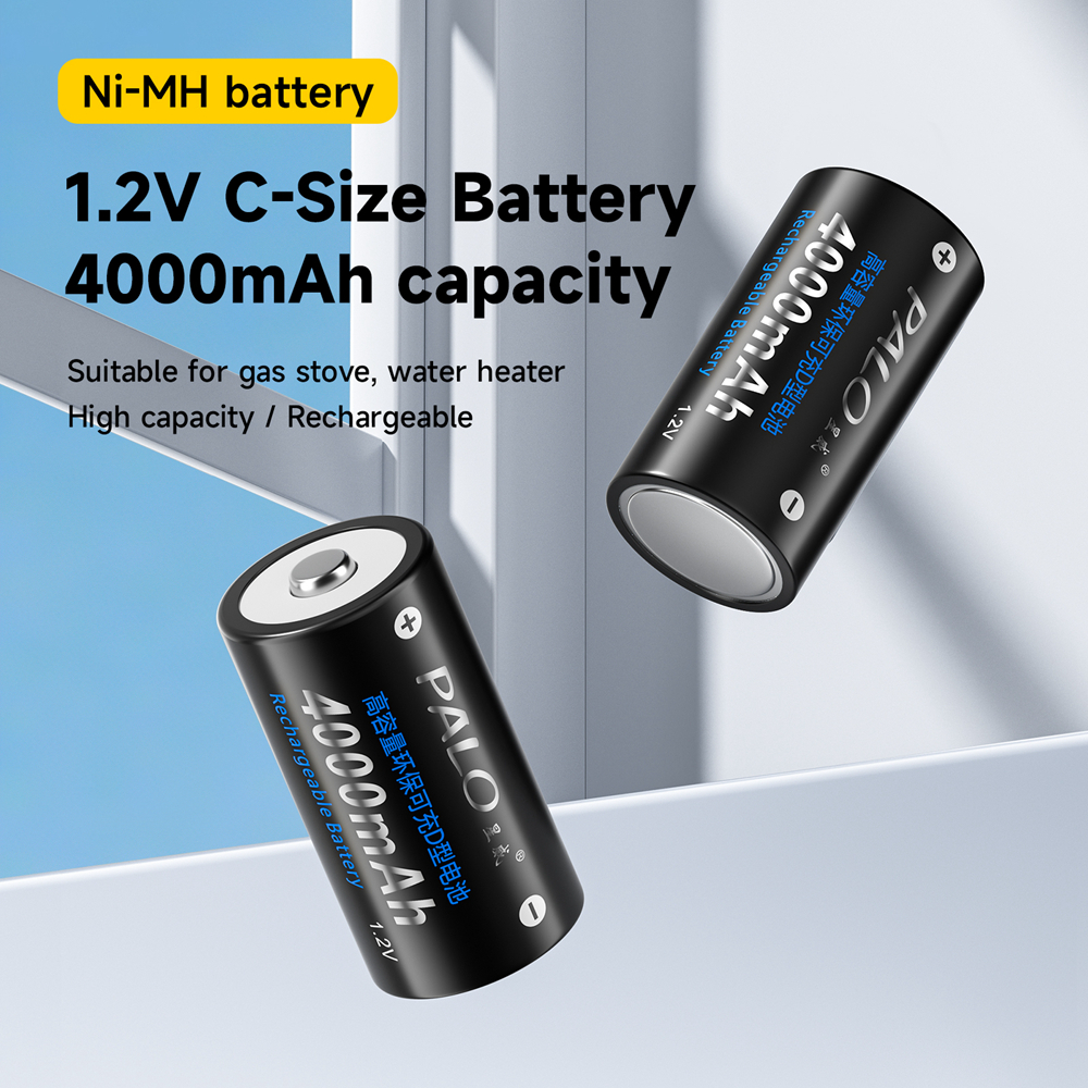 PALO 1.2V Battery C Size 4000mAh Rechargeable Battery NiMH Size C