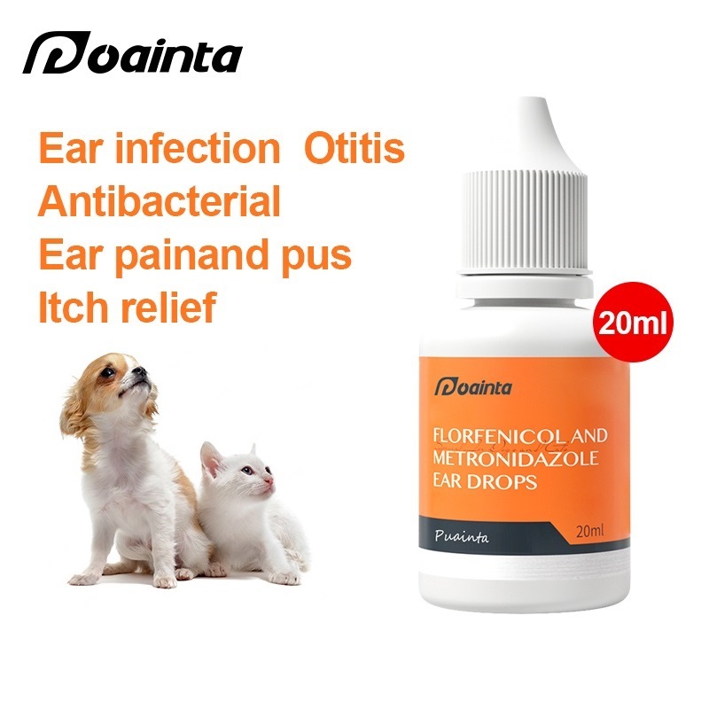 PUAINTA Ear Drops for Dog and Cat Ear Mites Otitis Ear Infection Inflammation Pet Ear Care