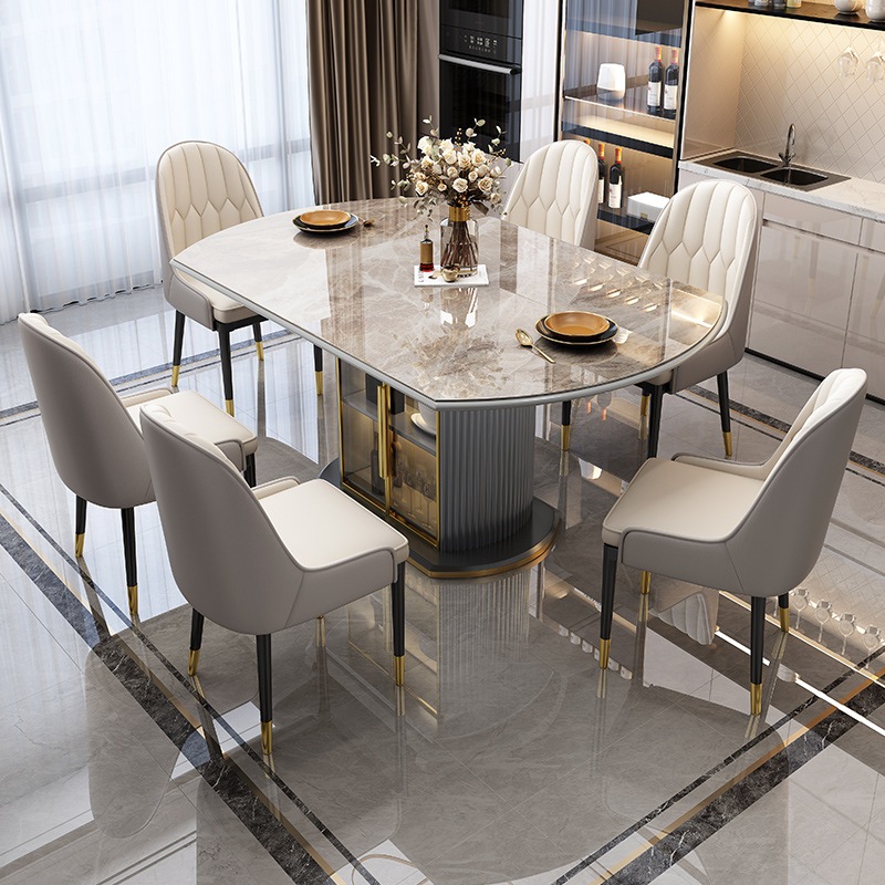 Expandable Dining Table Set Sintered Stone Modern Simple Folding Round ...