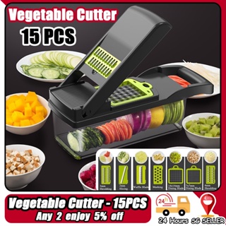  ONCE FOR ALL Safe Mandoline Slicer 5 in 1 Vegetable Chopper  Food Potato Cutter, Strips Julienne Dicer Adjustable Thickness 0.1-8 mm  Kitchen Chopping Artifact Fast Meal Prep (Gray) : Home & Kitchen