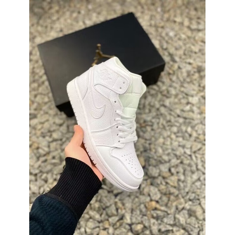 Discount Jordan 1 Mid "Triple White" Casual Sport Sneakers 554724104 3646 Shopee Singapore