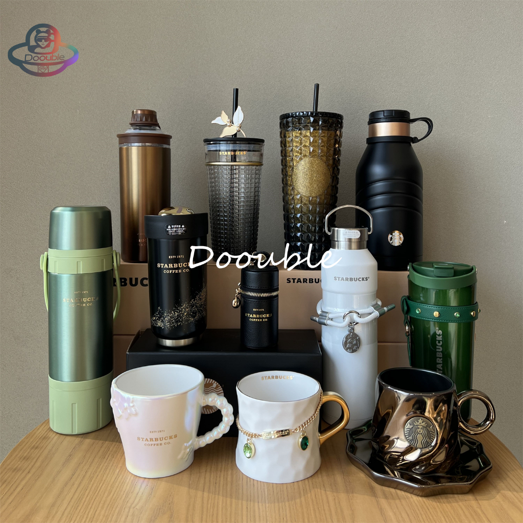Starbucks China 2023 Coffee Treasure Series Christmas black gold dazzling  pure white green gemstone mark straw cup stainless steel water cup gift |  Shopee Singapore