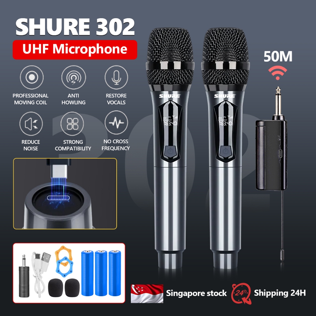 SG Stock Shuer Wireless Microphone 50 Receiving Range UHF Universal