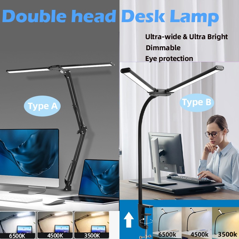 LED Table Lamp Clamp Desk Lamp Metal Wire Reading Lamp 24w 3 color
