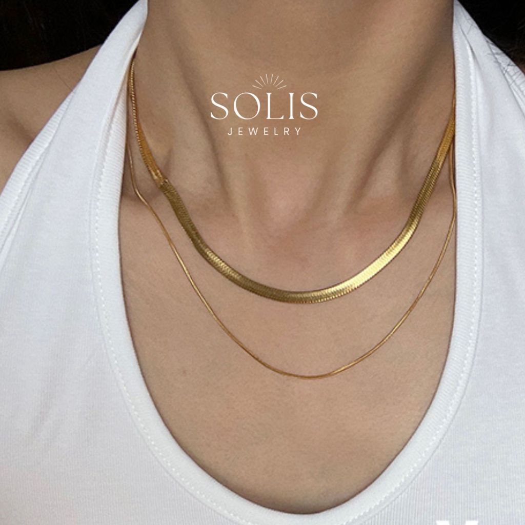 Gold hot sale herringbone necklace