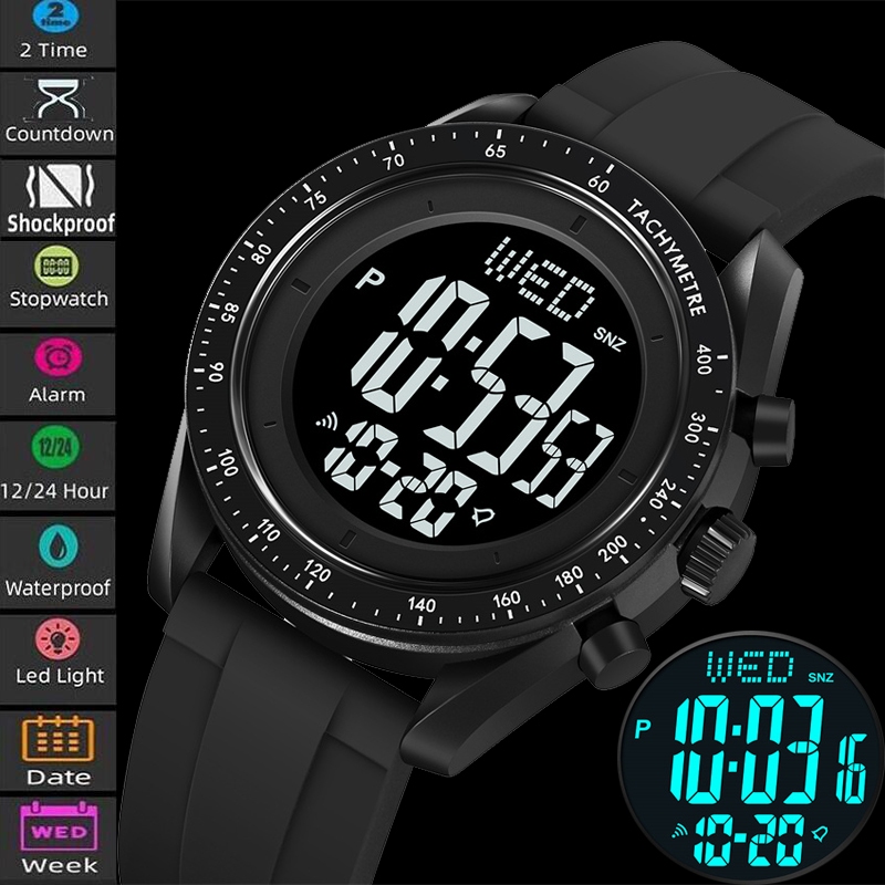Skmei Led Waterproof Dual Time Soft Silical Strap Back Light Men's ...