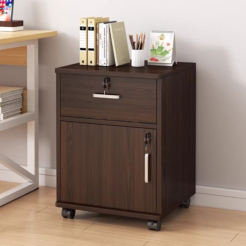 Under Desk File Wooden Office With Wheels Can Be Locked