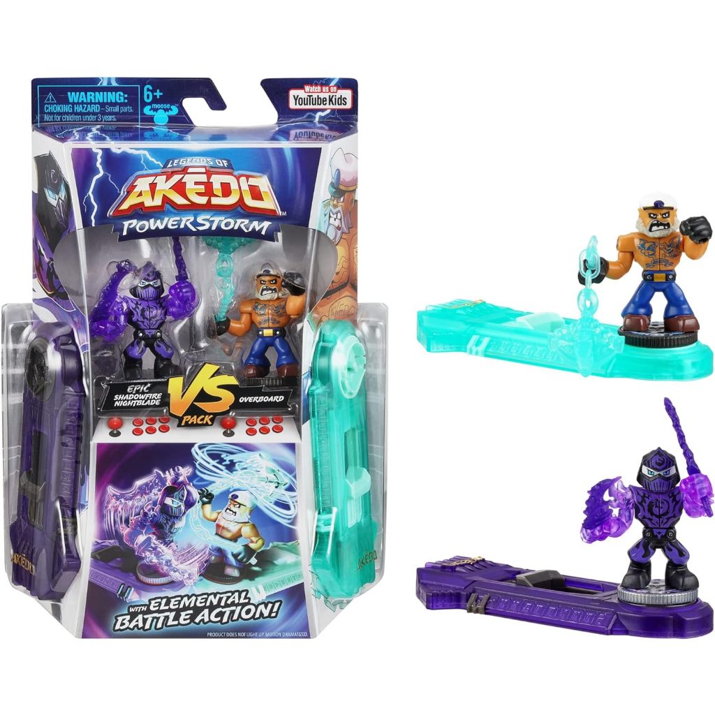Akedo Powerstorm Versus Pack 2 - Shadowfire Nightblade Vs Overboard Con Controller Di Battaglia