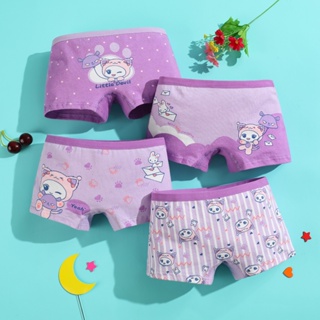 4 Pieces/lot 2-12y Children Cotton Underwear Girls Panties Cute Cat Pattern  Kids Boxer Briefs Child Soft Girl Breathable Pants