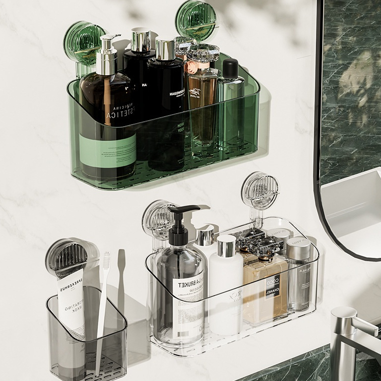 Suction Cup Bathroom Storage Rack Wall Shelf Toiletries Holder Shampoo ...